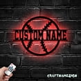 thumbnail image 2 of Craftnamesign Custom Softball Metal Wall Art Led Light, Custom Baseball Player Name Sign, 2 of 5