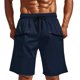 thumbnail image 2 of Pantalones Cortos para Hombre con Cremallera Bolsillos de Color Sólido Casual Multi-Bolsillo Cremallera Cordón Elástico-Cintura Carga Medio Pantalones Cortos, Poliéster, 2 of 7