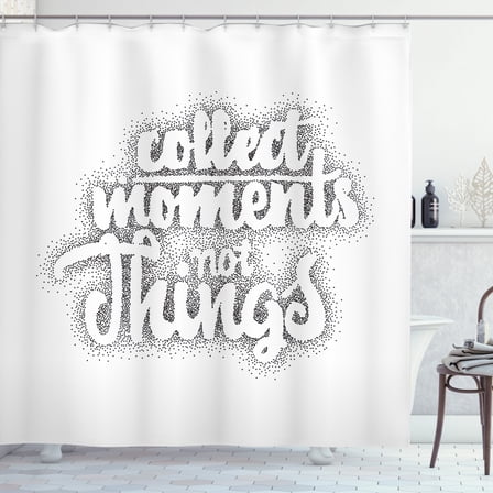 Ambesonne Saying Shower Curtain, Calligraphy on Dotted Design, 69"Wx75"L, Dark Grey and White