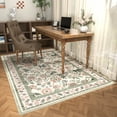 thumbnail image 3 of Washable Area Rug for Living Room, NovDeco 5'x7' Non-Slip Boho Pink Floral Print Indoor Rug, Soft Low Pile Stain Resistant Carpet for Bedroom Nursery, 3 of 11