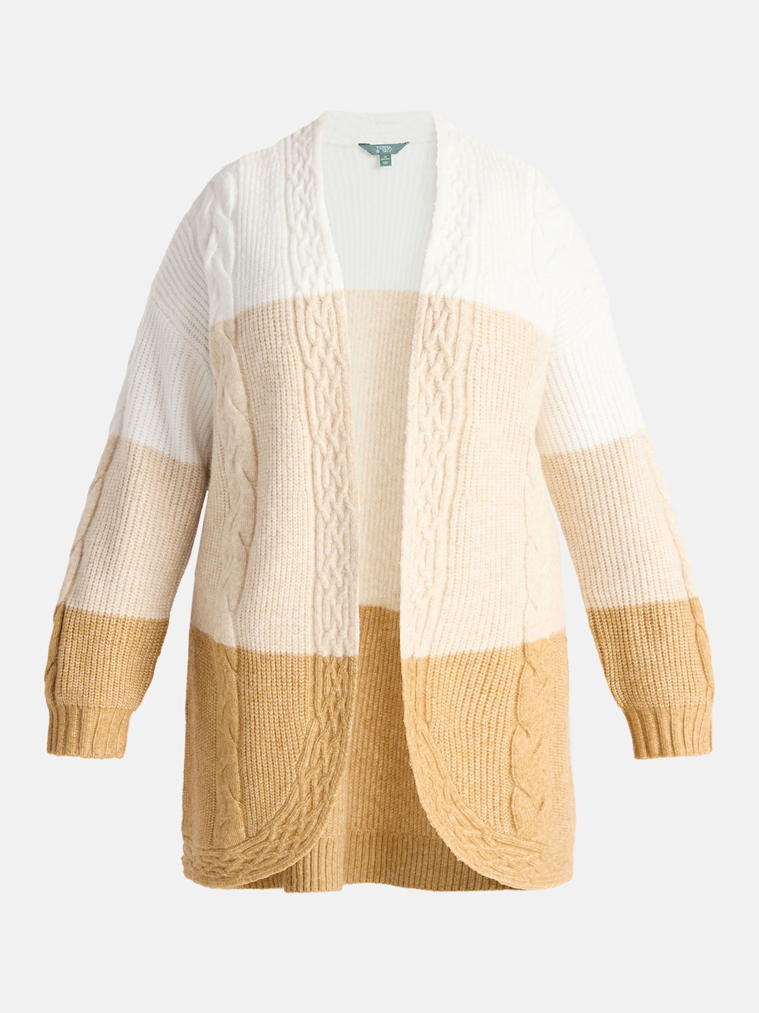 Terra & Sky Women's Plus Open Front Cardigan Sweater, Midweight, Size 1X-5X
