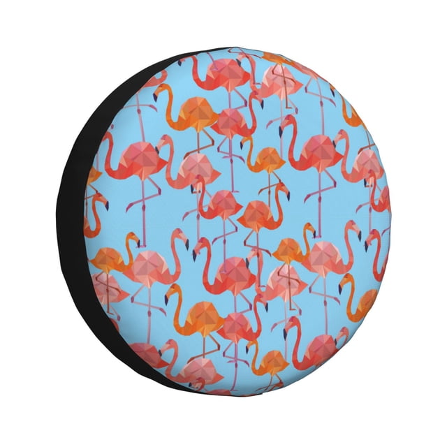 Fotbe Flamingo Funda de Llanta de Repuesto con Estampado, Engrosada, Ajuste Universal para Jeep, Remolque, RV, SUV, Camión-16 inch