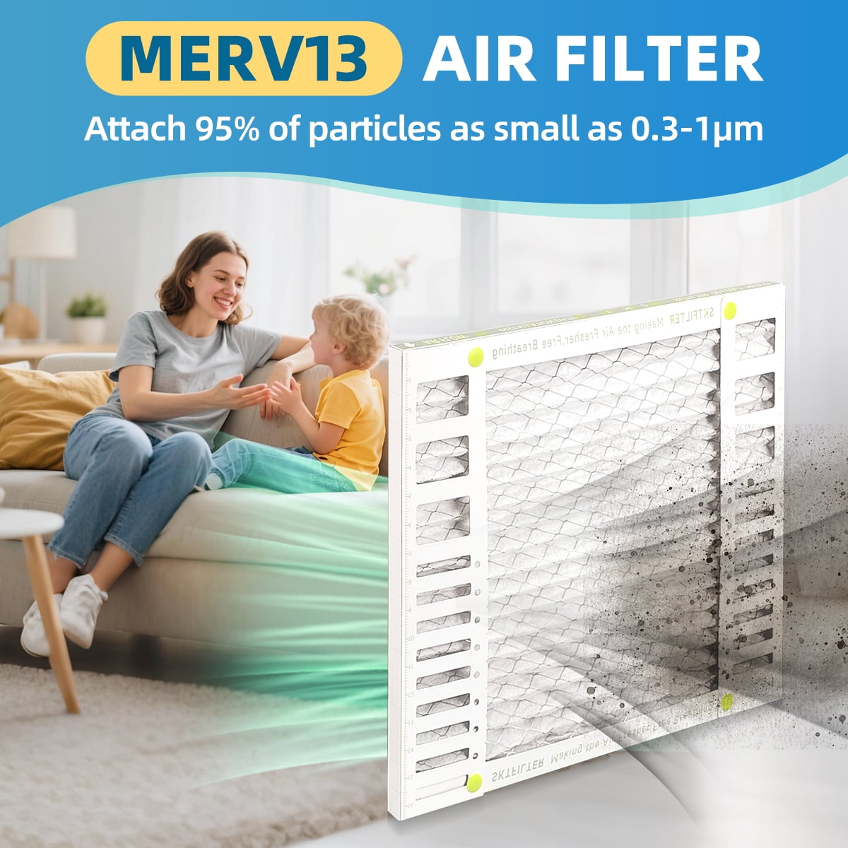 20X20X1 Air Filter AC Furnace MERV 13 Comparable with HVAC Air Conditioner cabin Vent Fan Actual Size 19.55 x 19.55 x 0.75 Ajustable minimum size 9.49 x 19.49 x 0.75 6 Packs