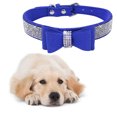 thumbnail image 3 of Methold Decoración para mascotas Cachorro Perro Gato Collar ajustable prop Correa Hebilla Rhinestone PULeather Suministros para perros azul oscuro L, 3 of 3