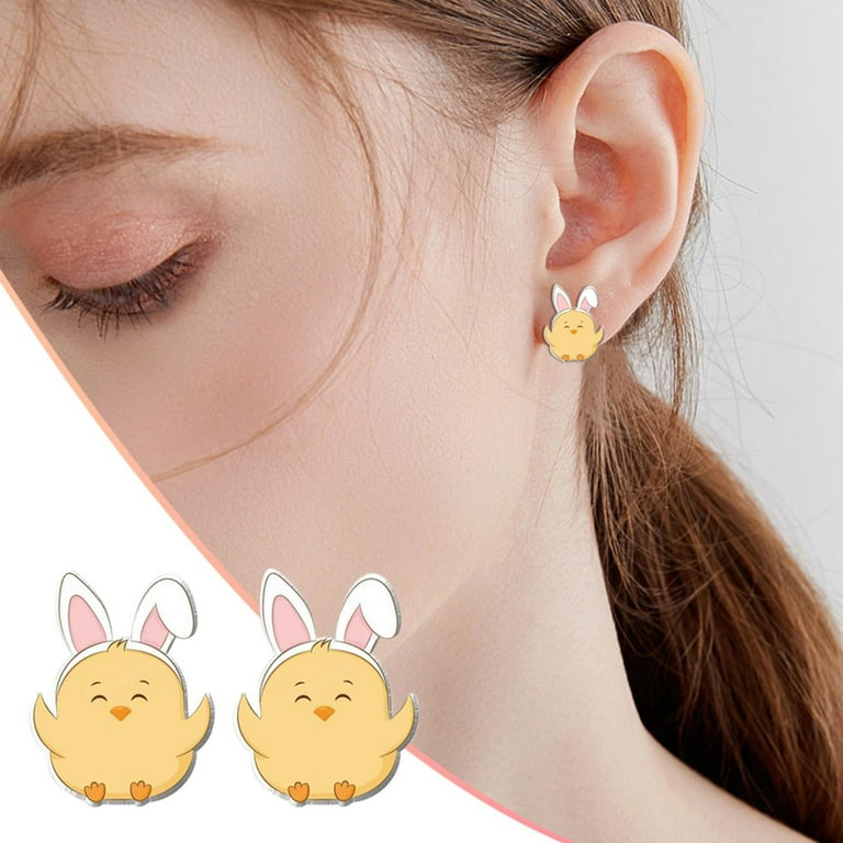 Acrylic Stud Earrings Ear Ringing Jewelry for Women Easter Bunny