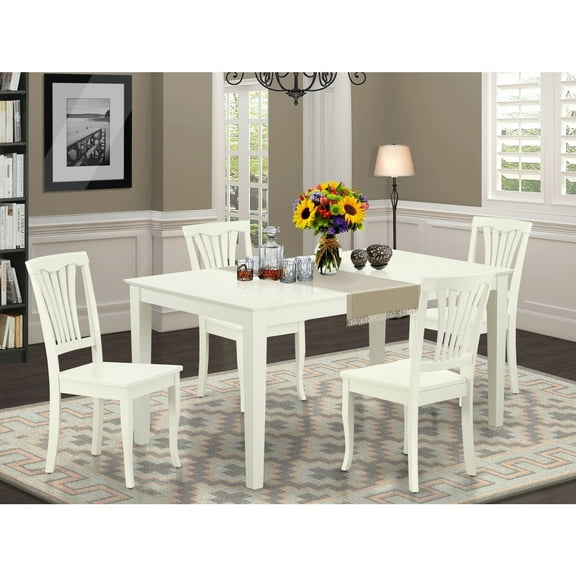 Rectangular Dining Set 5Pc 60 Inch Table with 4 Chairs - Modern Farmhouse Style