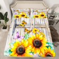 thumbnail image 2 of Homewish Teens Watercolor Sunflower Twin Sheet Sets, Rustic Farmhouse Cabin Twin Fitted Sheet, Kawaii Butterfly Flat Sheet, Luxury Bedroom Decor, 3-Piece, 2 of 7
