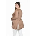 thumbnail image 3 of Blusa con detalle de malla Roman Fashion /Tallas Extras, 229 (Cafe) cafe 38, 3 of 5