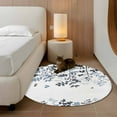 thumbnail image 2 of Round Rugs 3Ft, Navy Blue Leaves Round Area Rug Washable Indoor Throw Carpet, Summer Botanical Small Non Slip Circle Rug for Bedroom Living Room Home Decor Aesthetic, 2 of 8