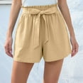 thumbnail image 3 of REALiKUN Women Casual Shorts Ruffle Bowknot Tie Waist Summer Shorts with Pockets, 3 of 8