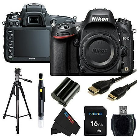 Nikon D610 24.3 MP CMOS FX-Format Digital SLR Camera (Body Only) + 16GB Pixi-Basic Accessory