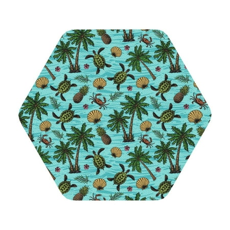 

Qekee Pineapple Sea Turtle Print PU Leather Absorbent Coasters Leather Coasters Set for Cups Drinks 4 Coasters 6 Pcs for Coffee Bar Home Decor Hexagon