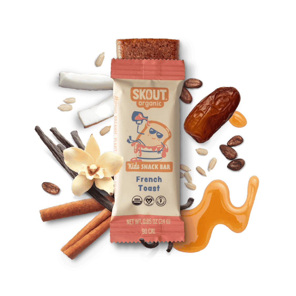 Skout Organic French Toast Kids Snack Bars (18 Pack) | Organic Kids Snack Bars | Plant-Based Nutrition | Vegan | Gluten, Dairy, Grain, Peanut, & Seed Oil Free