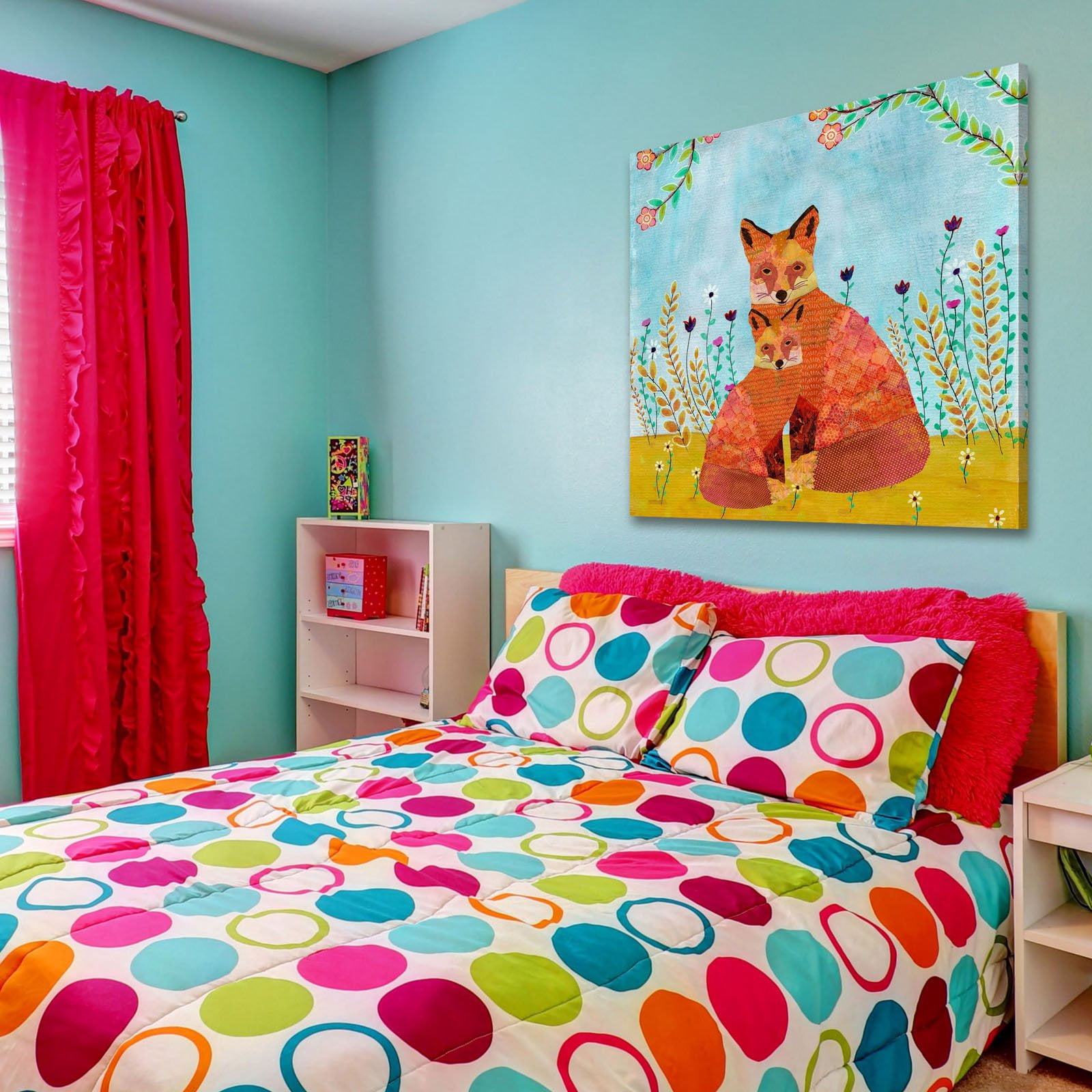 Marmont Hill "Autumn Foxes" by Sascalia Painting Print on Wrapped Canvas