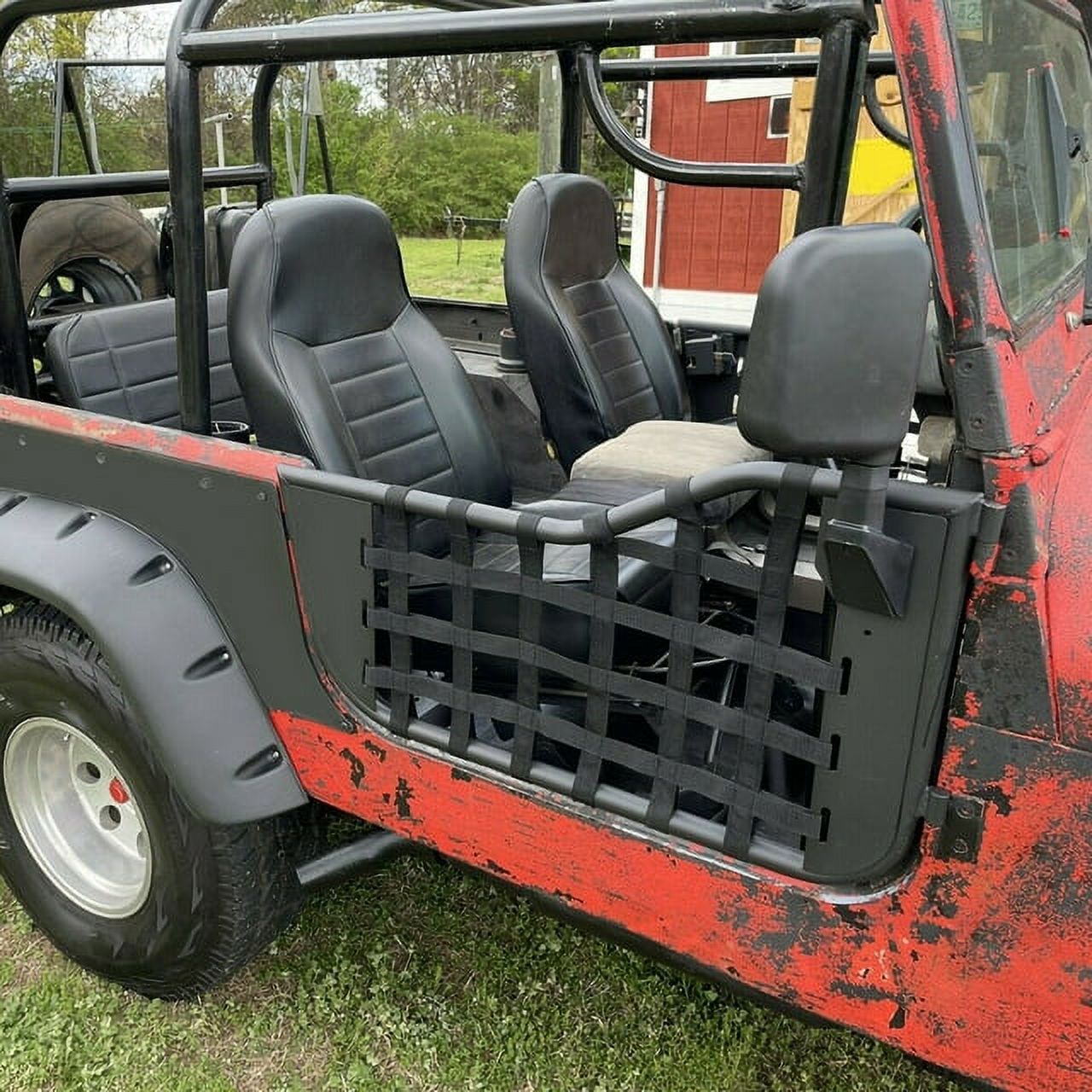 Kojem Pair Tubular Door for 1976-1995 Jeep Wrangler YJ/CJ7 w/Side Mirror Steel Black
