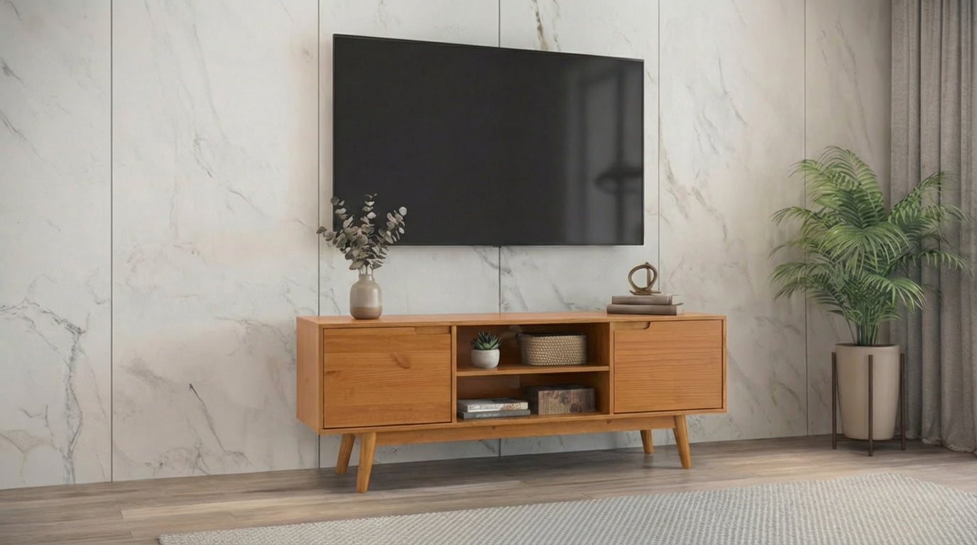 Adair 58 2-Door Solid Wood Tv Stand Caramel - for Adults and Teens