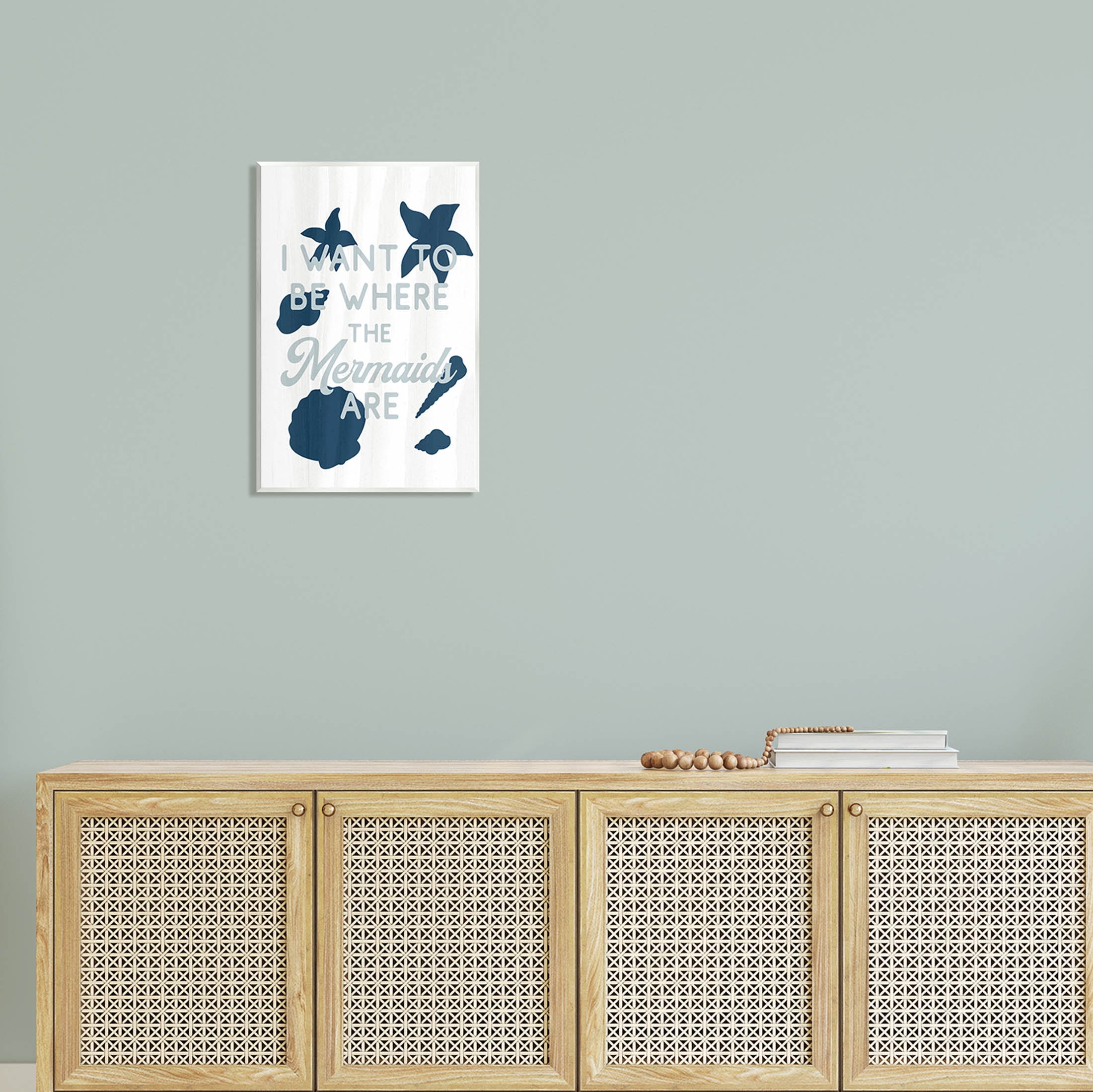 Stupell Industries Where Mermaids Are Phrase Graphic Art Unframed Art Print Wall Art, Design by Lil' Rue