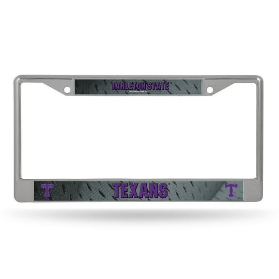 Rico Industries NCAA Tarleton State Texans 12" x 6" Chrome Frame With Decal Inserts - Car/Truck/SUV Automobile Accessory