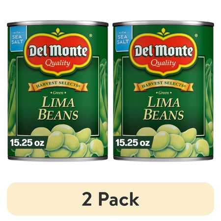 (2 pack) Del Monte Lima Beans, Canned Vegetables, 15.25 oz Can