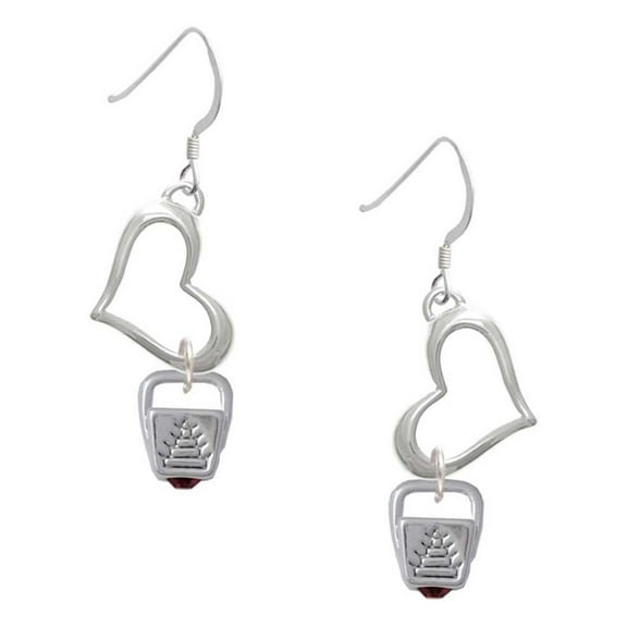 Delight Jewelry Silvertone Chinese Take Out Box with Crystal Open Heart French Earrings