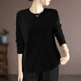 thumbnail image 5 of Women's Sweatshirt Casual Pullover Round Neck Solid Color Long Sleeve Loose Fall Winter Top Daily Wear Comfortable Clothing Seasonal Apparel, 5 of 5