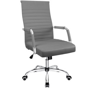 Furmax Ribbed Mid-Back Executive Office Chair, Gray