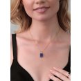 thumbnail image 2 of Gem Stone King 18K Yellow Gold Plated Silver Blue Lapis and White Diamond Jewelry Pendant Necklace for Women (6.02 Cttw, Gemstone Birthstone, 14X10MM Emerald Cut, with 18 inch Chain), 2 of 5