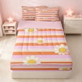 thumbnail image 2 of Erosebridal Groovy Daisy Flower Zipper Twin Comforter Sets with Fitted Sheet and 2 Pillowcases, Cute Stripe Zipper Bedding Set, Pink Reversible, 2 of 7