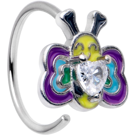 Body Candy Womens 20G 316L Stainless Steel Nose Ring Butterfly Love Bug Mens Nose Hoop Ring Circular Nose Ring 5/16”