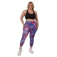 thumbnail image 3 of Plus Size High Waist Tummy Control Sports Leggings With Side Pockets - Blue  Pink Galaxy, 3 of 9