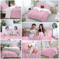 thumbnail image 5 of 3 Piece Pink Orange Blue Stripe Duvet Cover Set Queen Size,Microfiber Comforter/Quilt Cover with Corner Ties and 2 Pillowcases,Modern Abstract Art Striped Farmhouse Soft Bedding with Zipper Closure, 5 of 8