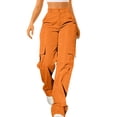 thumbnail image 3 of Women's Cargo Style Straight Leg Pants with Elastic Waist and Multiple Pockets Comfortable Loose Fit Trousers, 3 of 9