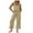 Khaki, variant on qolati Women's 2 Piece Outfits Summer Lounge Sets Cotton Linen Sleeveless Square Neck Linen Tank Crop Top Wide Leg Pants Matching Sets
