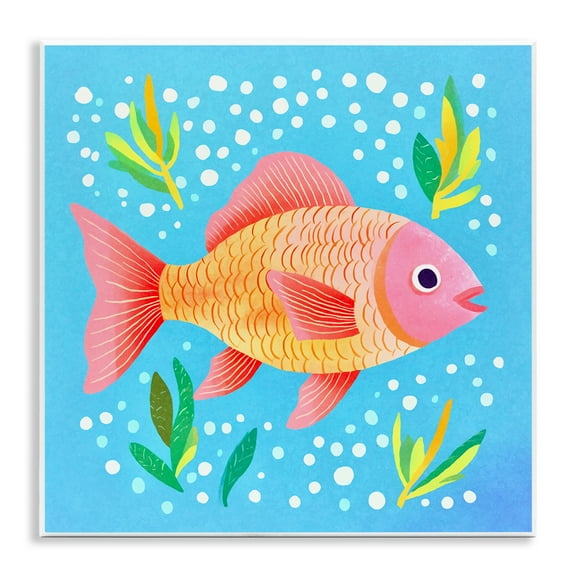 Stupell Industries Happy Fish Underwater Animals Painting Unframed Art Print Wall Art, 12 x 12