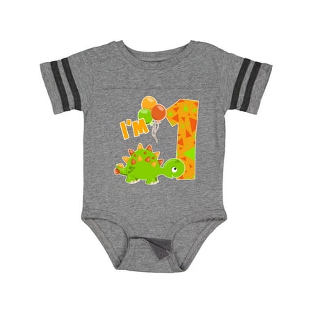 

Inktastic Happy Dinosaur First Birthday-green Gift Baby Boy or Baby Girl Bodysuit