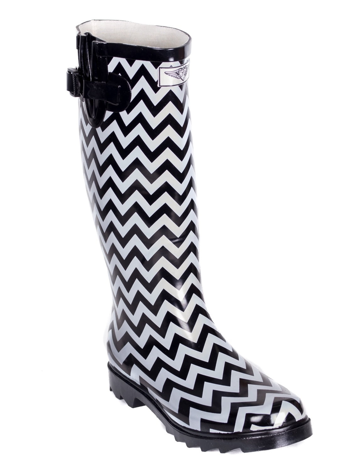 black and white rubber shoes