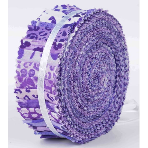 Soimoi 40Pcs Floral Artistic Print Precut Fabrics Strips Roll Up 1.5x42inches Cotton Jelly Rolls For Quilting - Violet