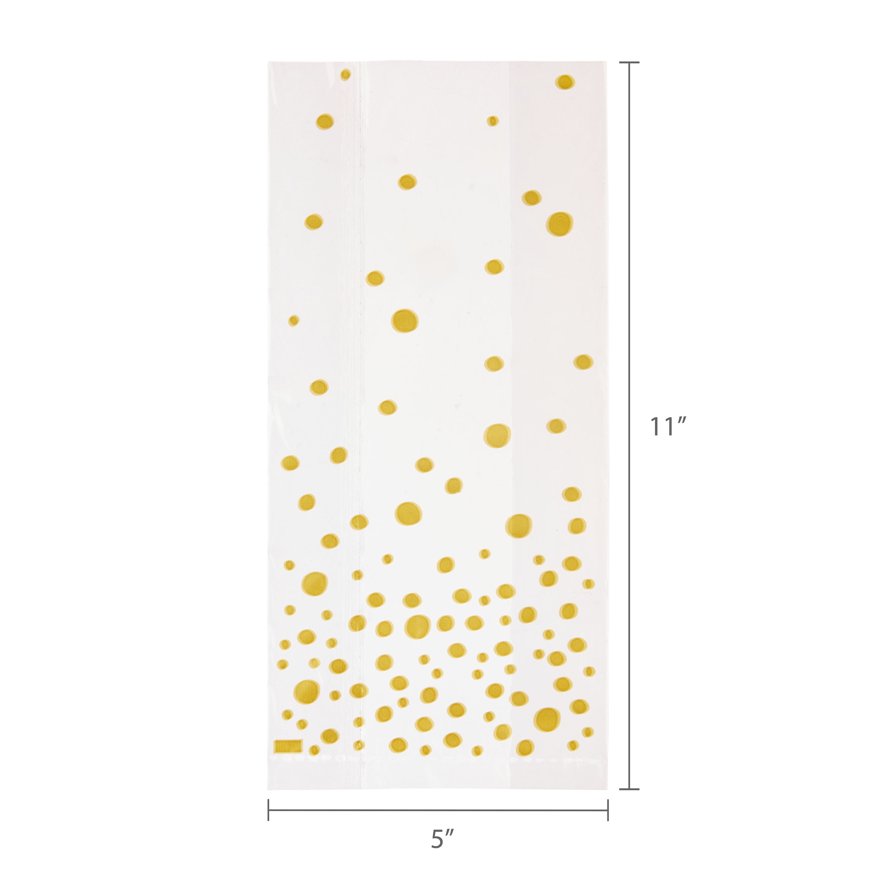 Gold Dot Treat Bags with Twist Ties, 5" x 3" x 11", 20 Count, by Way To Celebrate