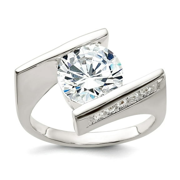 925 Sterling Silver Solid Polished Cubic Zirconia Ring Size 6 3mm Wide Ring for Women