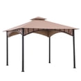 thumbnail image 2 of Sunjoy Outdoor Patio Black Bamboo Shape Steel Frame 11 x 11 ft. 2-Tier Soft Top Gazebo with Beige Canopy for Garden, Backyard, and Lawn Activities, 2 of 13