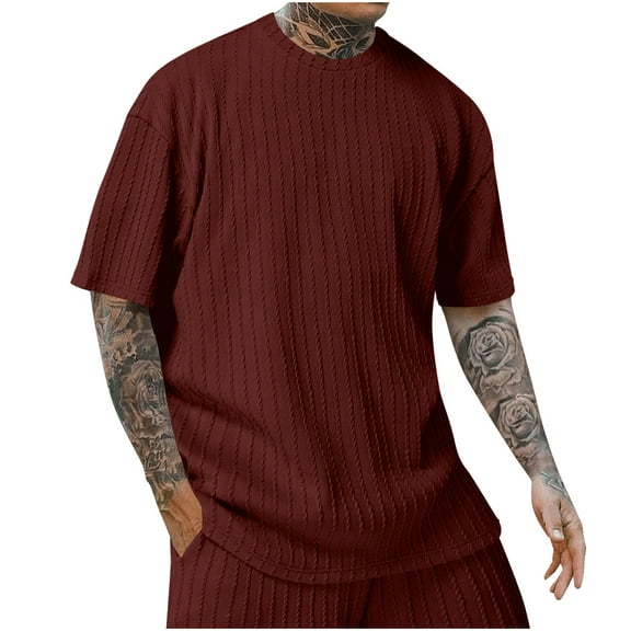 Tungbrin Men's Summer Short Sleeve T-Shirts Casual Comfy Round Neck Knitting Cotton Tops Big and Talls Gym Shirt