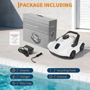 Automatic Robotic Pool Vacuum, Electric Pool Cleaning Robot with Remote Control, Debris Removal System, White