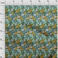 thumbnail image 2 of oneOone Cotton Jersey Dark Teal Blue Fabric Leaves & Floral Artistic Diy Clothing Quilting Fabric Print Fabric By Yard 58 Inches Wide, 2 of 4