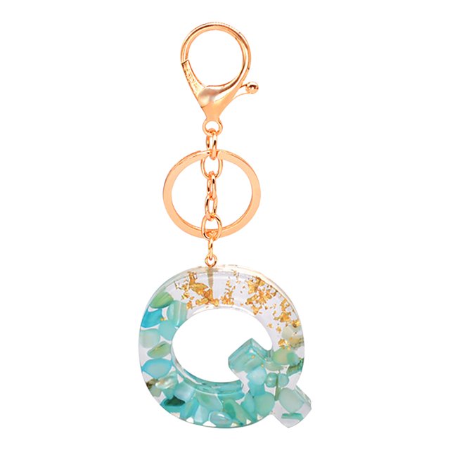 Kcodviy Keychain Color Letter Keychain Key Rings for Women Translucent Resin Pendant Keychains Keys Clip Key Rings for Keys Zipper Pouch and Holder Plain Key Ring
