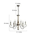 thumbnail image 6 of LNC 6-Light French Country Distressed White and Bronze Chandelier, 6 of 13