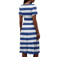 thumbnail image 5 of Birthday Dress Summer Short Sleeve Wrap V-Neck Sundress Elastic High Waist A-Line Casual Party Work Dress, 5 of 5