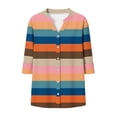 thumbnail image 5 of Edvintorg Women's Tops, Tees & Blouses Color Block Printed 3/4 Sleeve Top V Neck Dressy Casual Summer Shirt Loose Business Clothes Orange XXL, 5 of 6
