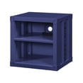 thumbnail image 1 of Benzara BM204622 Metal Nightstand with 2 Open Compartment & USB Port, Blue, 1 of 2