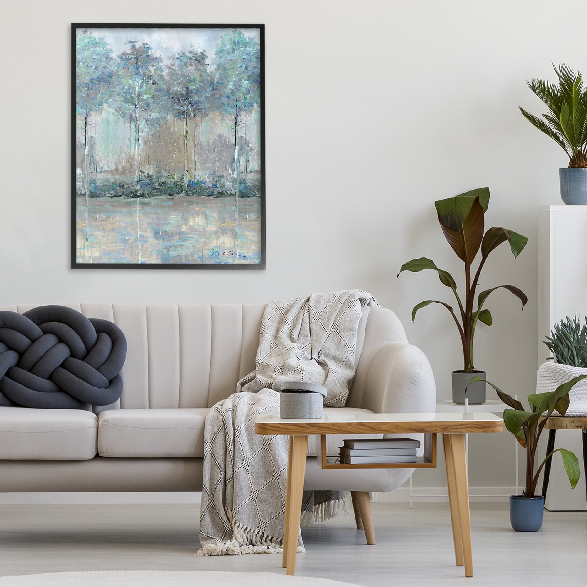 Stupell Industries Subdued Impression of Trees Black Framed Giclee Art, design by Sally Swatland