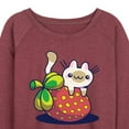 thumbnail image 3 of Instant Message - Kawaii - Cats Love Strawberries - Women's Lightweight French Terry Long Sleeve Shirt, 3 of 6